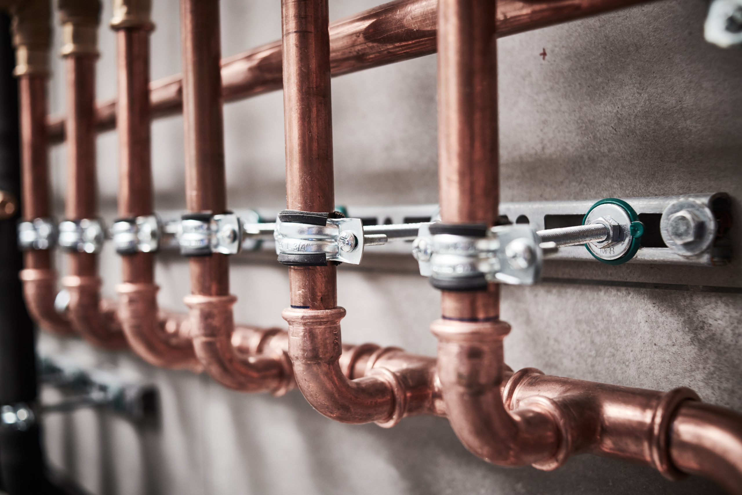 Plumbing,Service.,Copper,Pipeline,Of,A,Heating,System,In,Boiler